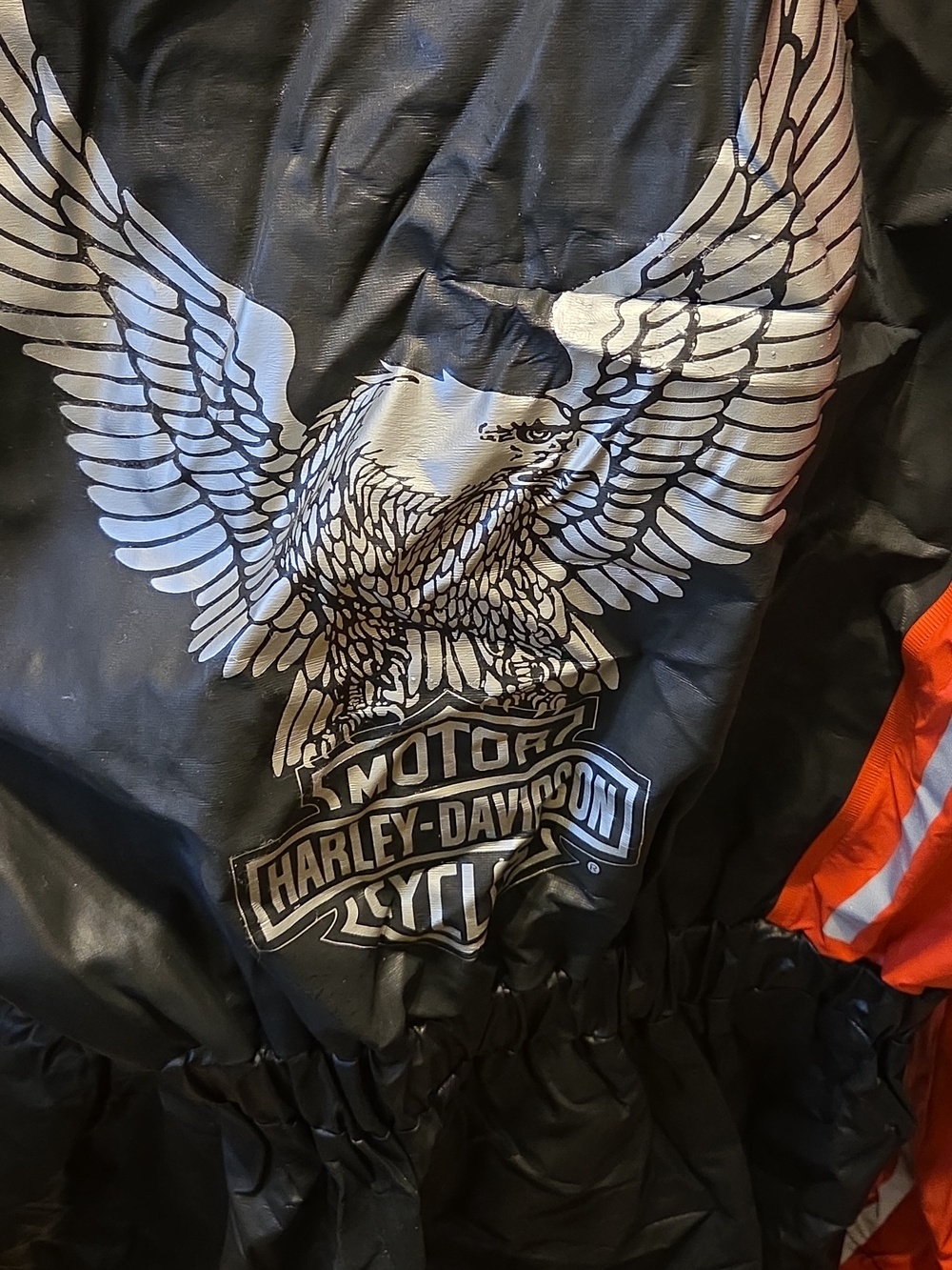 Harley-Davidson Black and Orange Motorcycle One Piece Mens Rainsuit  Size L - Picture 7 of 9